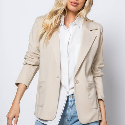 STOOSH Ponte One Button Front with Patch Pocket Blazer