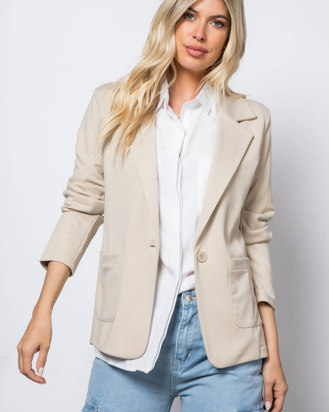STOOSH Ponte One Button Front with Patch Pocket Blazer