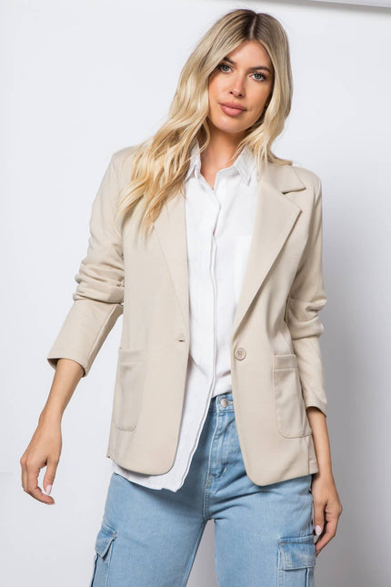 STOOSH Ponte One Button Front with Patch Pocket Blazer