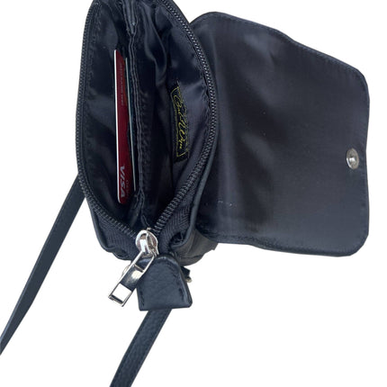 ROMA Cowhide Leather Mini Crossbody Shoulder Bag - Black