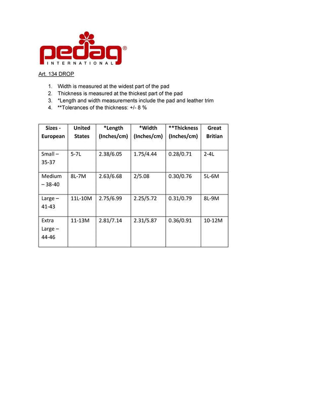 Pedag Drop - Metatarsal Arch Support Pad Teardrop Shape (1 Pair)