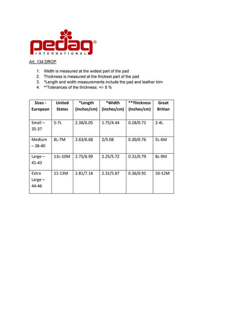 Pedag Drop - Metatarsal Arch Support Pad Teardrop Shape (1 Pair)