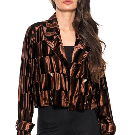 ADORE Chocolate Gloss Cropped Blazer