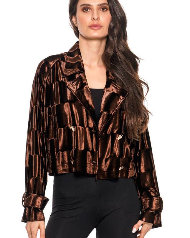 ADORE Chocolate Gloss Cropped Blazer