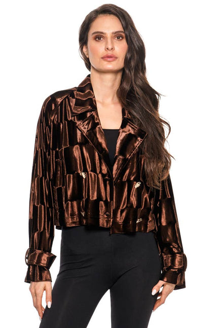 ADORE Chocolate Gloss Cropped Blazer