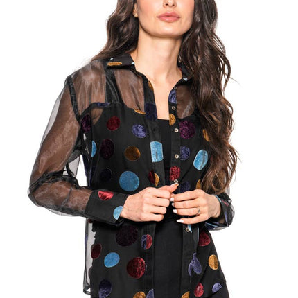 ADORE Velvet Polka Dot Sheer Shirt