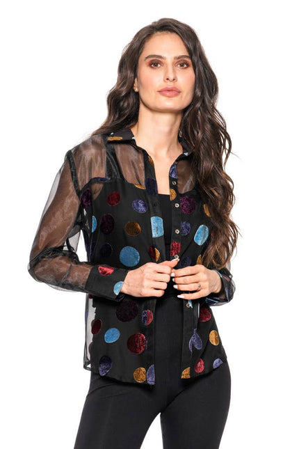 ADORE Velvet Polka Dot Sheer Shirt