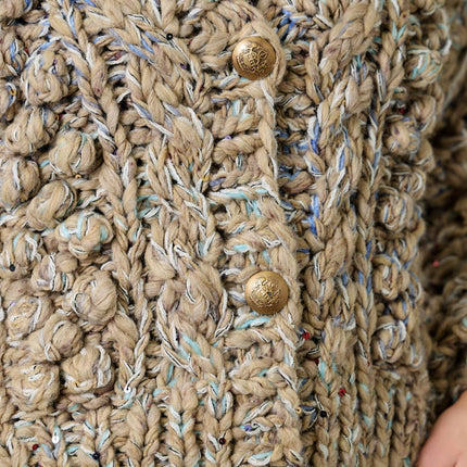 Mystree Flecked Chunky Sweater Cardigan - Almond Mix
