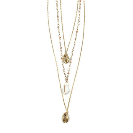 Sachi Golden Coastline Collection Necklace - 3 Layer Shells
