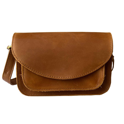 ROMA Crazy Horse Genuine Leather Crossbody w/ Front Pocket