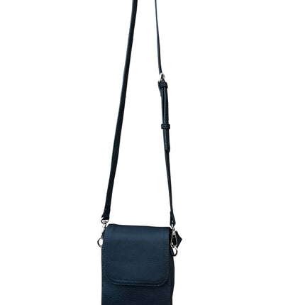 ROMA Cowhide Leather Mini Crossbody Shoulder Bag - Black