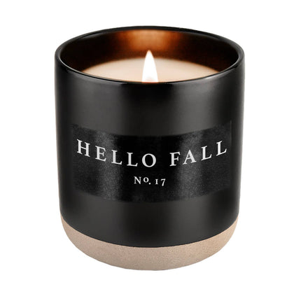 Hello Fall 12 Oz Soy Black Stoneware Candle