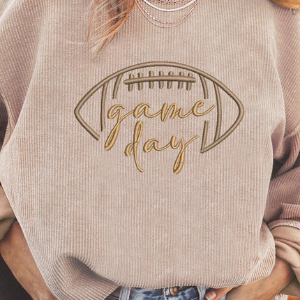 LOVESOFT Game Day Embroidered Corduroy Sweatshirt