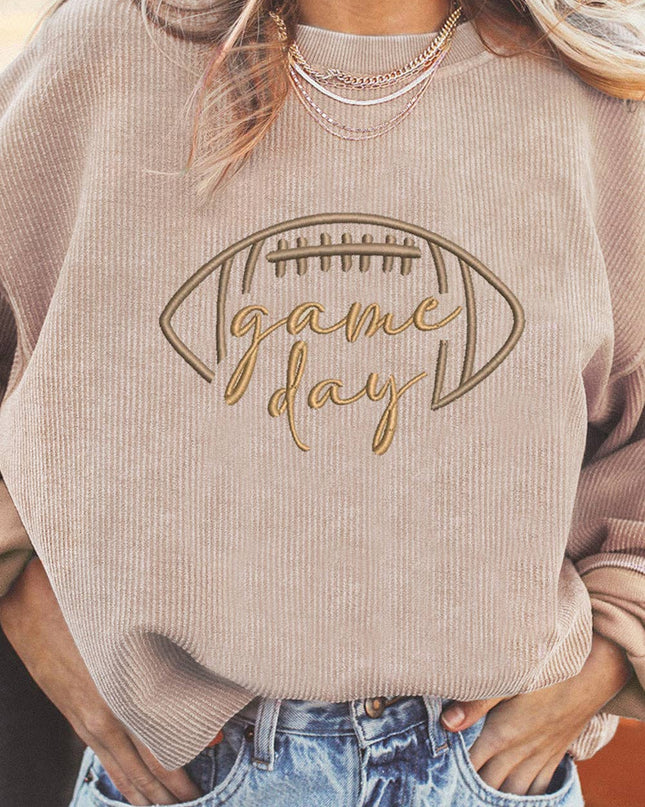 LOVESOFT Game Day Embroidered Corduroy Sweatshirt