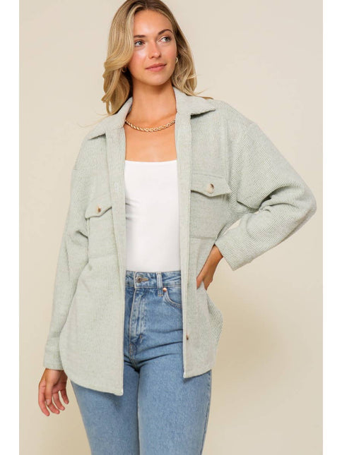 42 POPS Brushed Waffle Knit Shacket