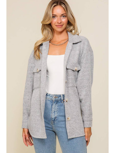 42 POPS Brushed Waffle Knit Shacket