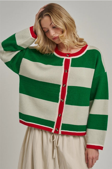 BON Wide Stripe Everyday Cozy Christmas Sweater