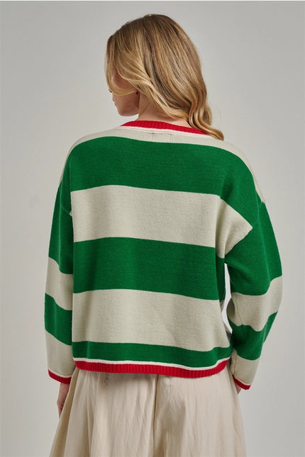 BON Wide Stripe Everyday Cozy Christmas Sweater