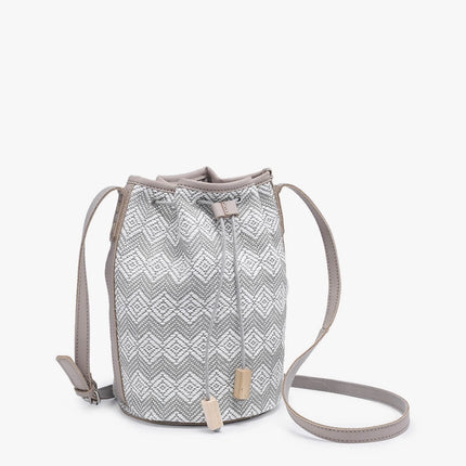 Jen & Co Augusta Woven Bucket Bag with Vegan Leather Trim