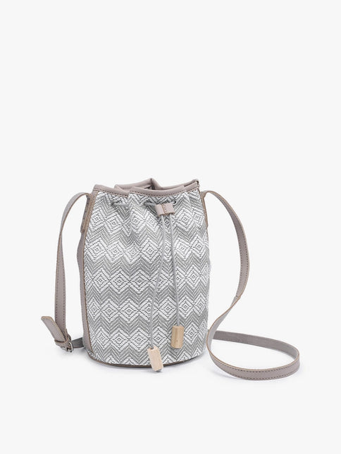 Jen & Co Augusta Woven Bucket Bag with Vegan Leather Trim
