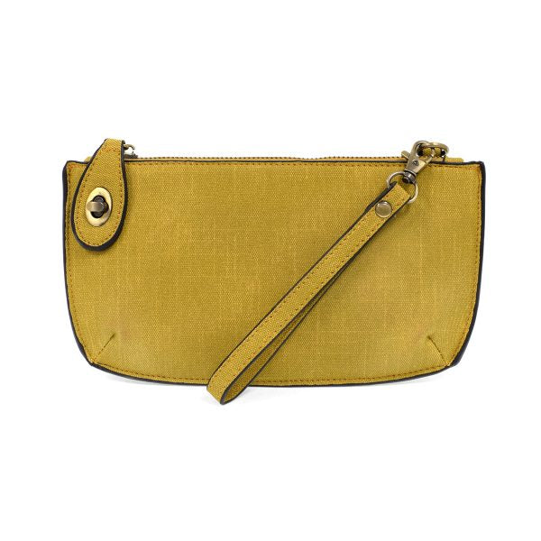 Faux Linen Crossbody Wristlet Clutch
