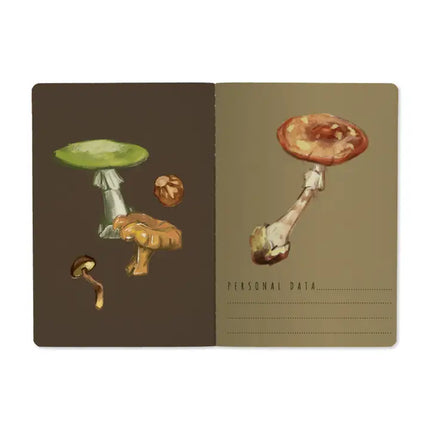 BV by Bruno Visconti Vegan Leather A5 Notebook - Mushrooms On Black