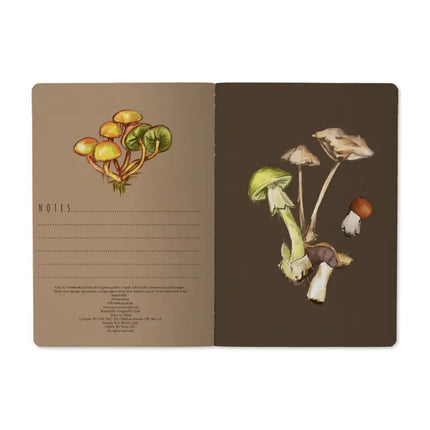 BV by Bruno Visconti Vegan Leather A5 Notebook - Mushrooms On Black