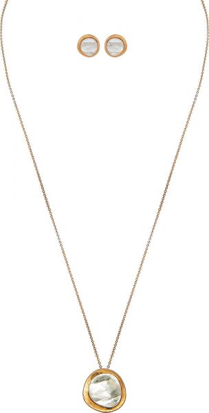 Two Tone Silver Gold Layered Disc Necklace Set