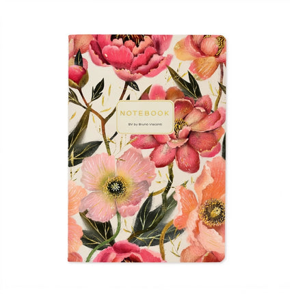 BV by Bruno Visconti A5 Notebook - Pink Blossoms on White