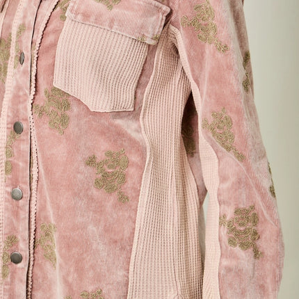 MYSTREE Corduroy Embroidery Jacket - Washed Rose