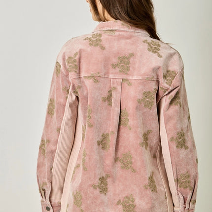 MYSTREE Corduroy Embroidery Jacket - Washed Rose