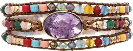 Gold Multi Cord Strung Beads Magnetic Bracelet