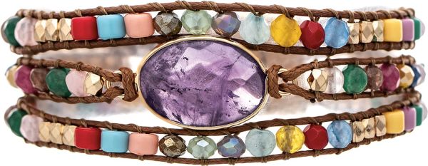 Gold Multi Cord Strung Beads Magnetic Bracelet