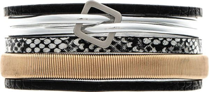 Multi Chain & Snake Print Magnetic Bracelet