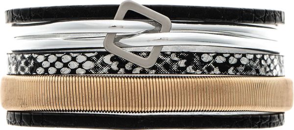 Multi Chain & Snake Print Magnetic Bracelet