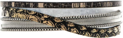 Silver Black Serpentine Chained Snake Magnetic Bracelet