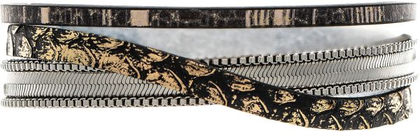 Silver Black Serpentine Chained Snake Magnetic Bracelet