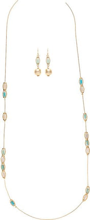 Gold Glass Barrel Bead Stations Necklace