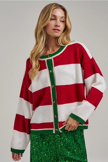BON Wide Stripe Everyday Cozy Christmas Sweater