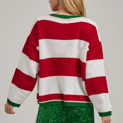 BON Wide Stripe Everyday Cozy Christmas Sweater