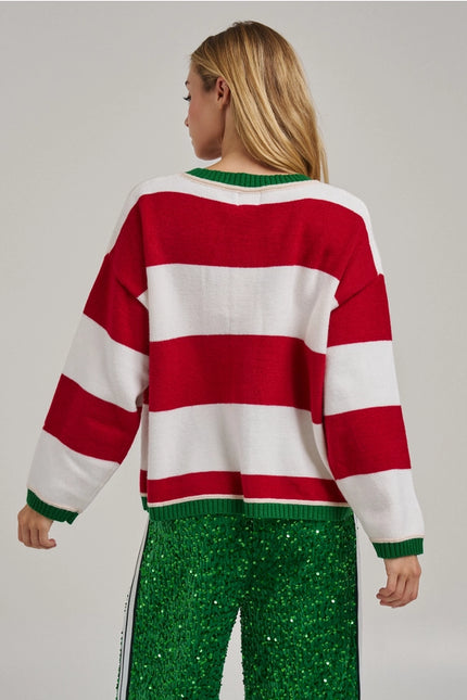 BON Wide Stripe Everyday Cozy Christmas Sweater