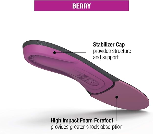 Superfeet Berry Medium Arch & Forefoot Cushion Orthotic Insole (Women's) - Berry