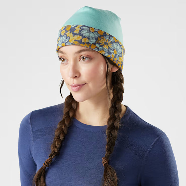 Smartwool Thermal Merino Reversible Cuffed Beanie - Nightfall Blue Floral