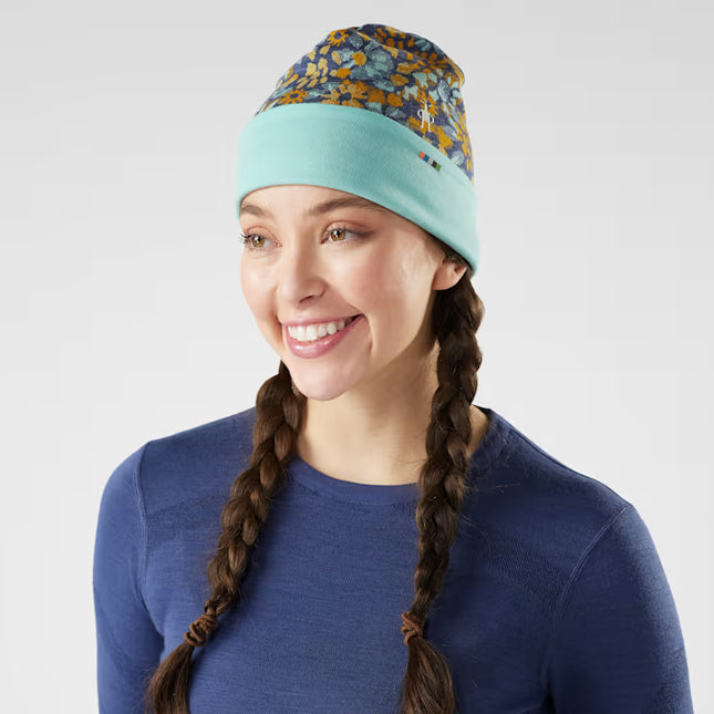 Smartwool Thermal Merino Reversible Cuffed Beanie - Nightfall Blue Floral