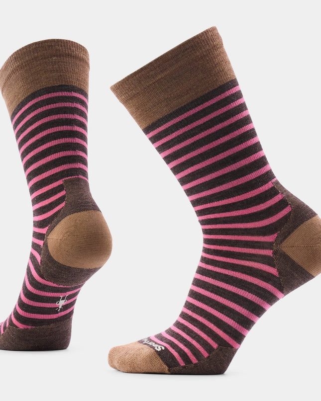 SMARTWOOL Women's Everyday Pin Stripe Crew Socks - Chestnut