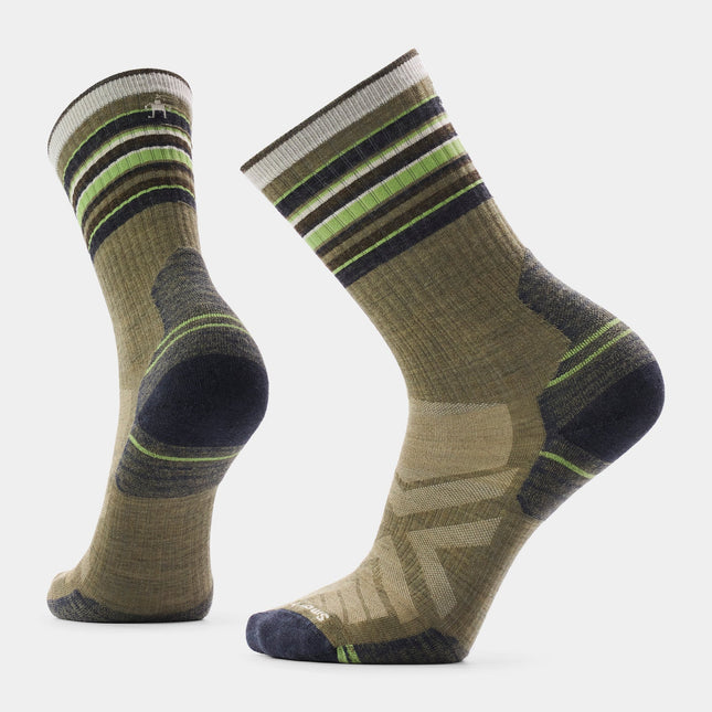 SMARTWOOL Hike Striped Crew Socks - Winter Moss