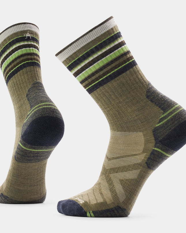SMARTWOOL Hike Striped Crew Socks - Winter Moss