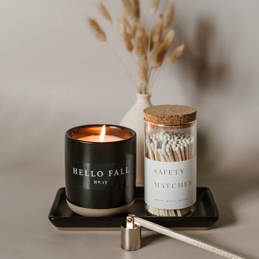 Hello Fall 12 Oz Soy Black Stoneware Candle