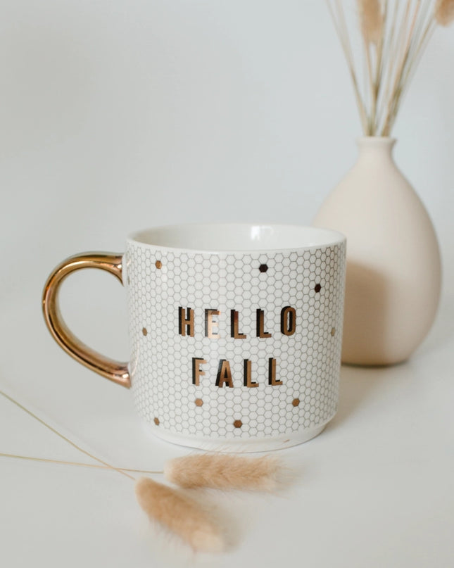 SWEET WATER DECOR - Hello Fall Gold Tile Coffee Mug